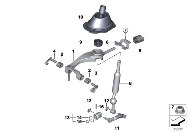 2011 BMW 335is Gearshift Rod Joint Diagram for 25117533057