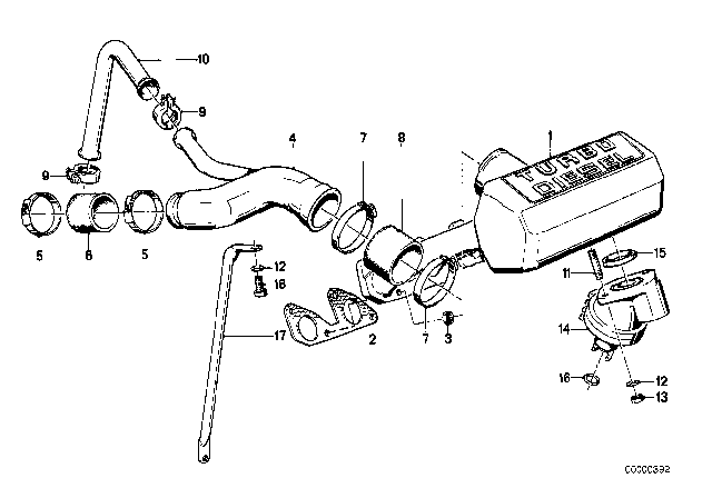 1986 BMW 524td Suction Pipe Diagram for 11711285114
