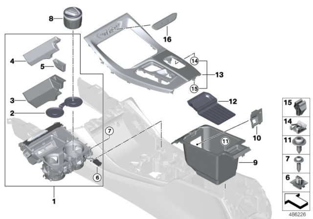 2019 BMW X4 Mounted Parts For Centre Console Diagram