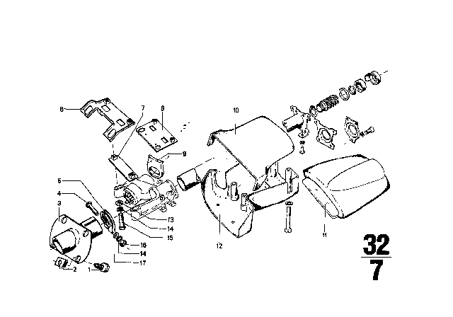1968 BMW 1602 Steering Column - Trim Panel / Attaching Parts Diagram 1