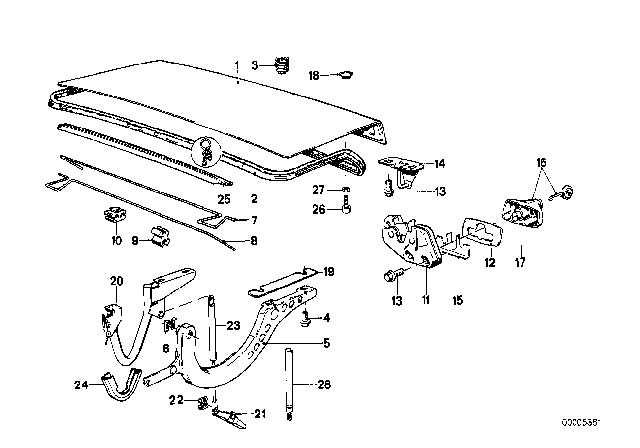 1988 BMW M3 Trunk Lid / Closing System Diagram