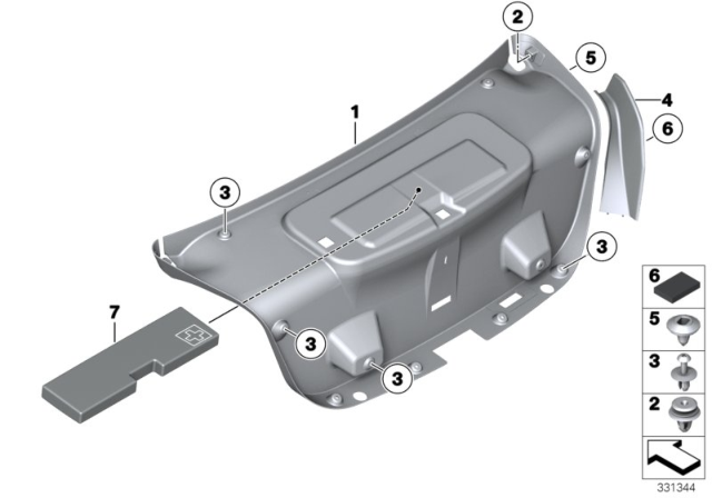 2014 BMW 528i Trim Panel, Rear Trunk / Trunk Lid Diagram 2
