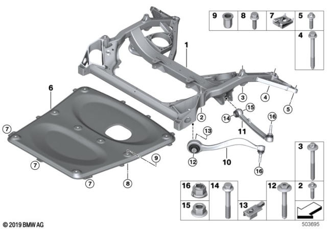 2016 BMW M3 Front Axle Support, Wishbone / Tension Strut Diagram