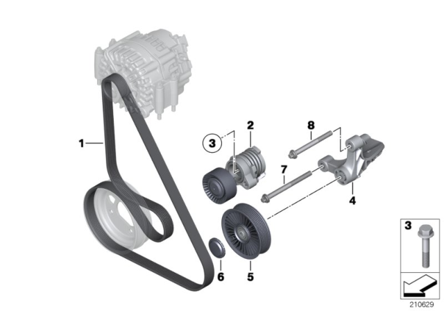2015 BMW X6 Belt Drive Water Pump / Alternator Diagram