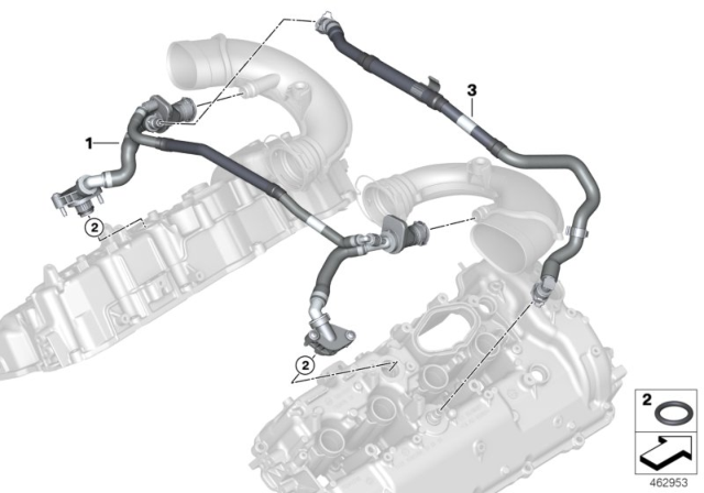 2019 BMW Alpina B7 Crankcase Ventilation Intake Pipe Diagram for 11158659909