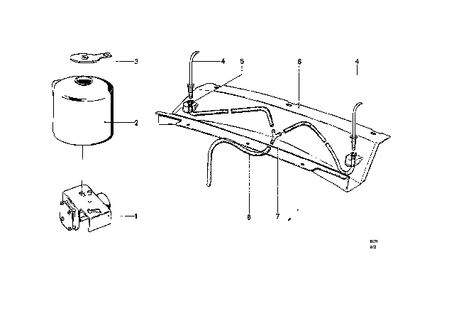 1969 BMW 2000 Windshield Cleaning System Diagram 2