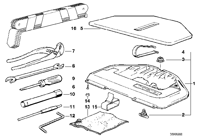 1995 BMW 540i Tool Kit / Tool Box Diagram