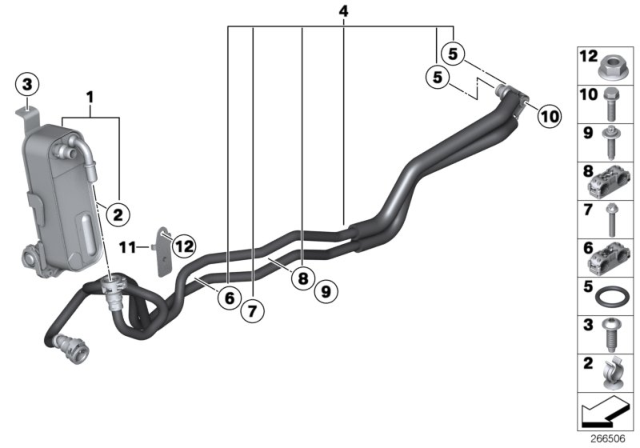 2012 BMW 335i Heat Exchanger / Transmission Oil Cooler Line Diagram