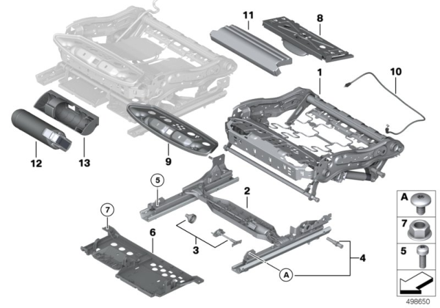 2014 BMW M5 Seat Rail Left Diagram for 52109168747