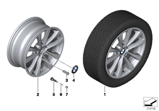 2014 BMW 335i BMW LA Wheel, V-Spoke Diagram 1