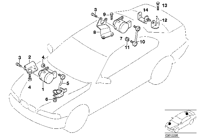2001 BMW 330i Headlight Vertical Aim Control Sensor Diagram