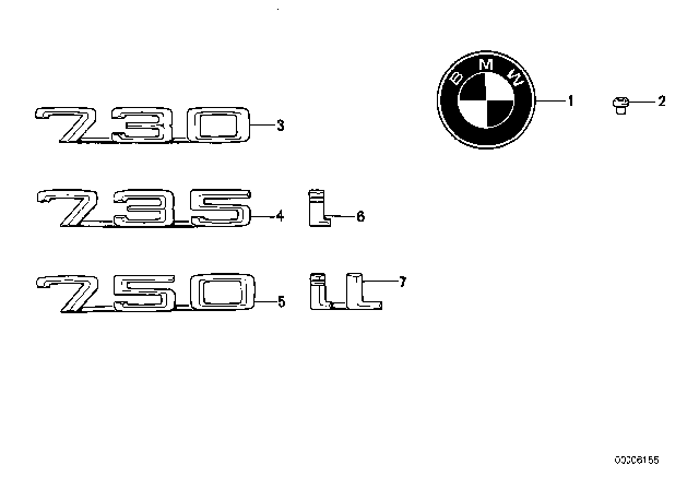 1993 BMW 750iL Trunk Lid Emblem Diagram for 51141969466
