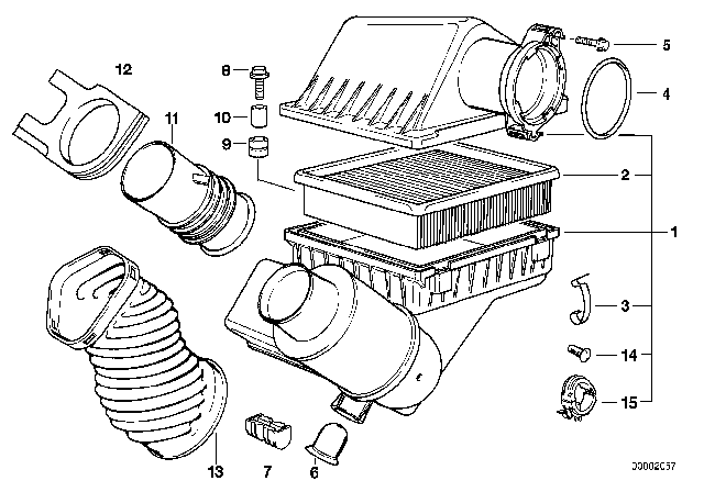 1994 BMW 740i Air Filter Element Diagram for 13721702158