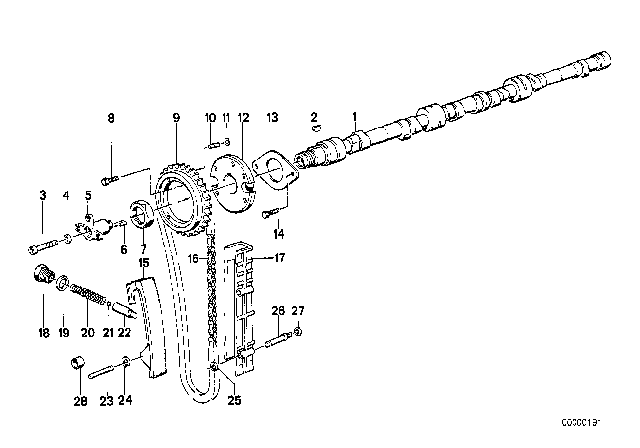 1988 BMW 635CSi Timing Chain Diagram for 11311716986