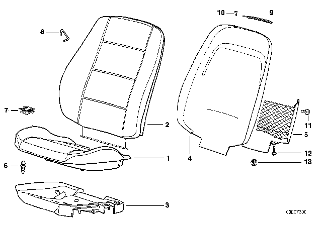 1999 BMW 323is Front Seat Pan / Pad Diagram