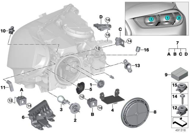2020 BMW X2 Cover, Sealing Diagram for 63117217008