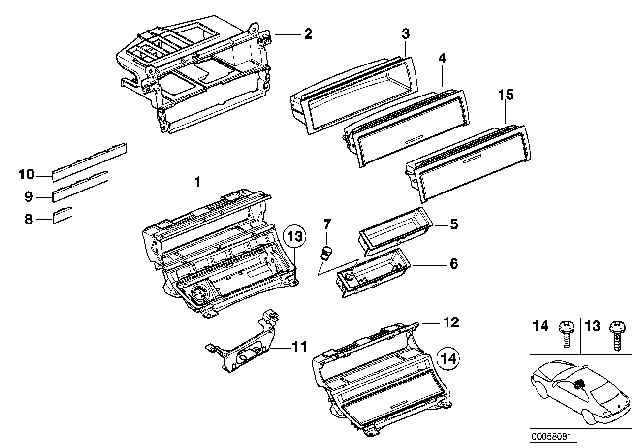 2001 BMW M3 Storing Partition Mounting parts Diagram 1