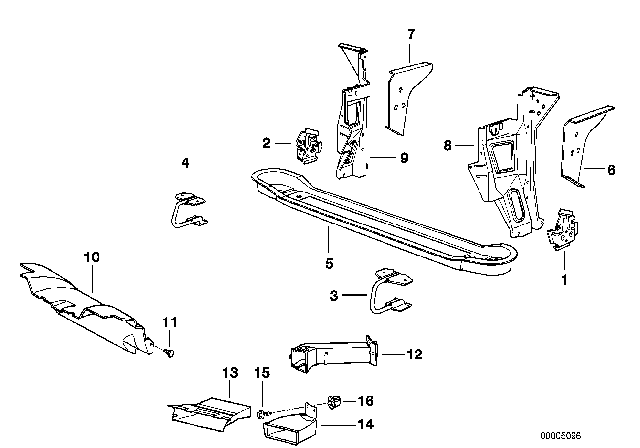 1989 BMW 735i Front Body Parts Diagram