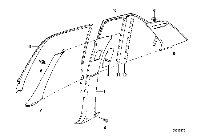 1992 BMW 750iL Trim Panel Column, Rear Left Diagram for 51438139379