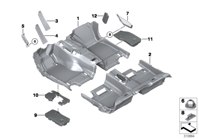 2016 BMW 550i Floor Covering Diagram