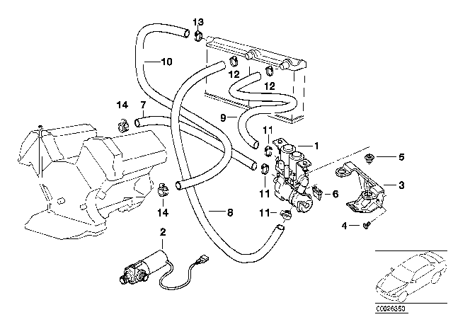 1995 BMW 740i Hose For Water Valve And Right Radiator Diagram for 64218377662