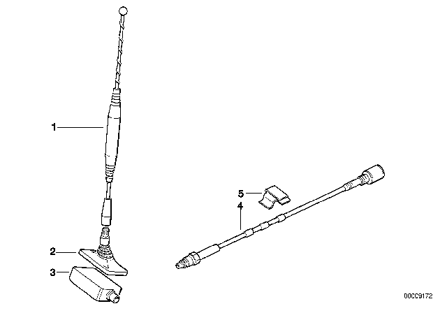 1998 BMW 740iL Antenna Cable Diagram for 84548370649