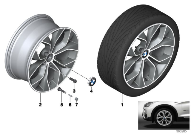 2015 BMW X4 BMW LA Wheel, Y-Spoke Diagram 4
