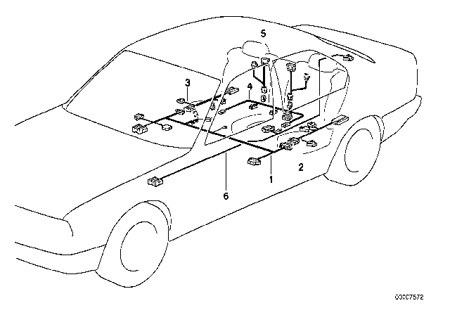 1990 BMW 735i Wiring For Rear Heatable Seat/Head Rest Diagram for 61121382636
