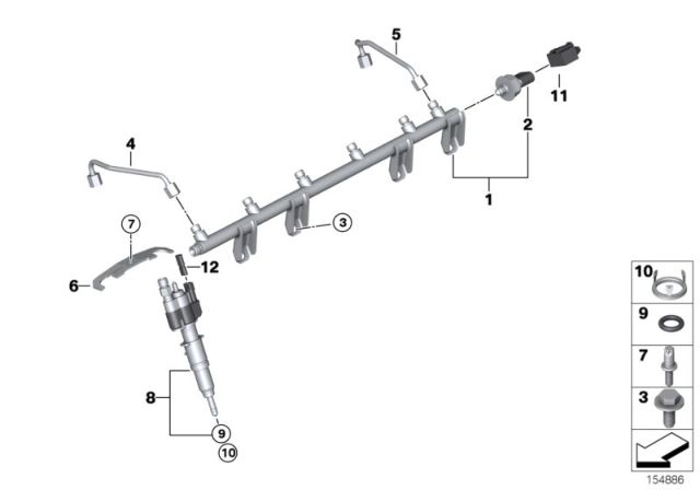 2010 BMW Z4 High-Pressure Rail / Injector / Line Diagram