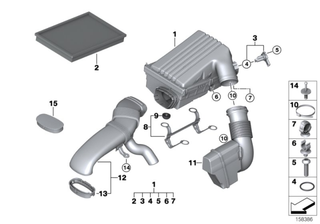 2010 BMW X5 Intake Silencer / Filter Cartridge Diagram
