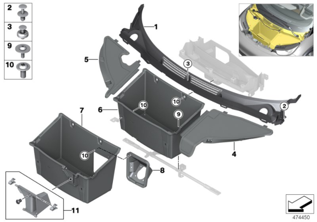 2020 BMW i3s Mounting Parts, Front Diagram