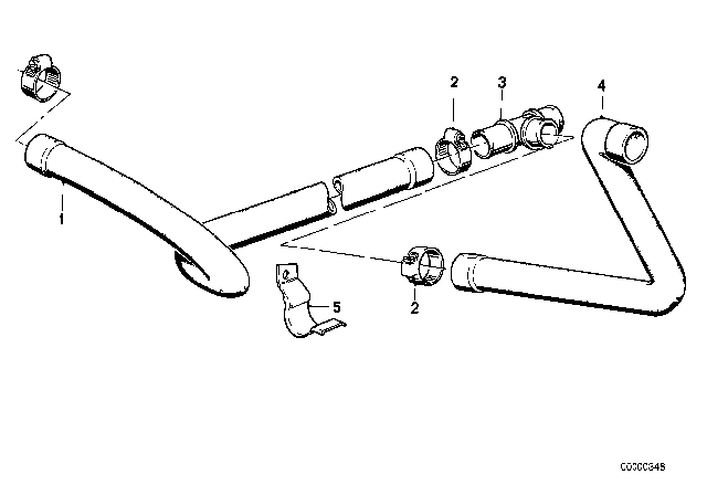 1986 BMW 735i Cooling System - Water Hoses Diagram