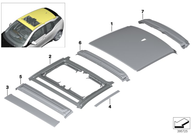2019 BMW i3 Roof Bow, Middle Diagram for 41007451595