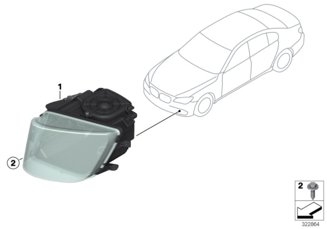 2014 BMW Alpina B7 xDrive Headlight, Dynamic Light Spot, Left Diagram for 63117419131