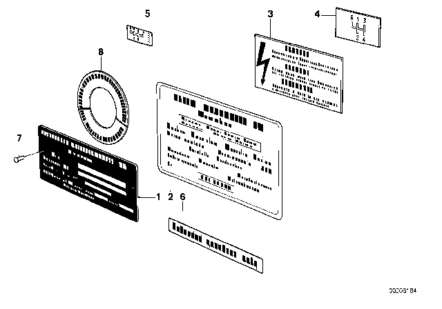 1985 BMW 528e Information Plate Diagram