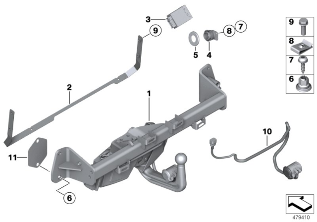 2019 BMW 440i Trailer Tow Hitch, Electrically Pivoted Diagram