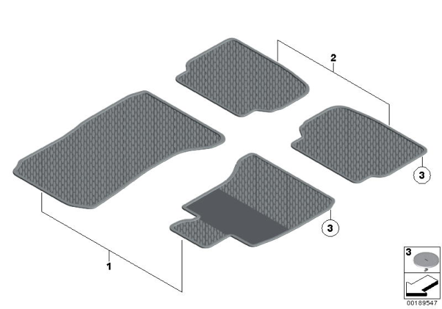 2012 BMW 750i Floor Mats, All-Weather Rear Diagram for 51472409277