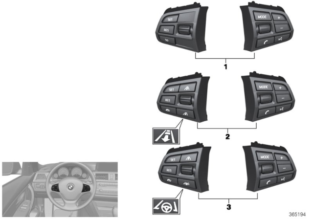2015 BMW 528i Switch, Steering Wheel Diagram 1