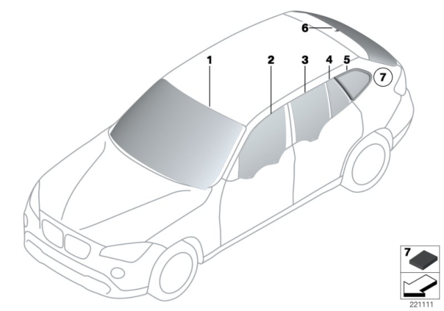 2014 BMW X1 Glazing Diagram