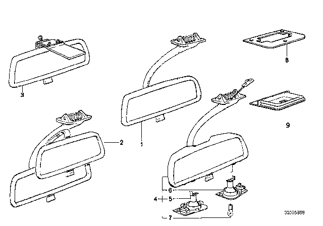 1991 BMW 318is Reading Light, Right Diagram for 63311380154