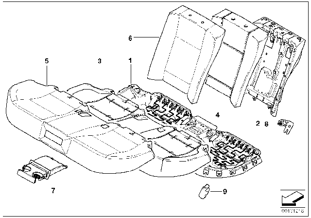 2004 BMW 760Li Cover Backrest, Leather, Right Diagram for 52207110188
