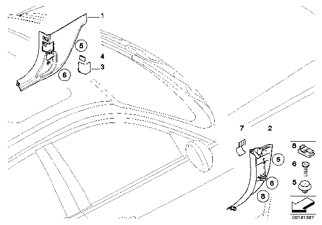 2008 BMW 335i Trim Panel Leg Room Diagram