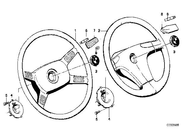 1987 BMW 528e Steering Wheel Diagram