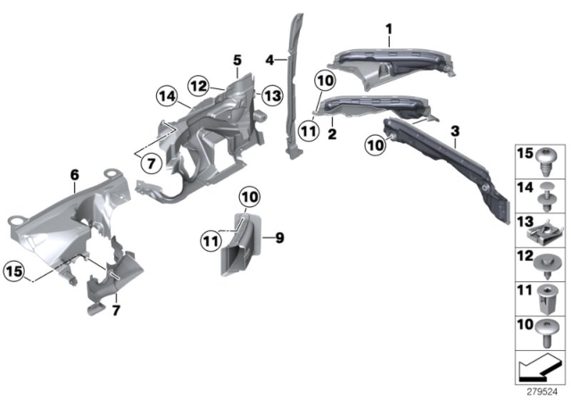 2014 BMW 550i Mounting Parts, Engine Compartment Diagram