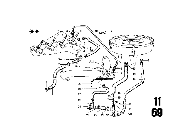 1969 BMW 1602 Emission Control - Air Pump Diagram