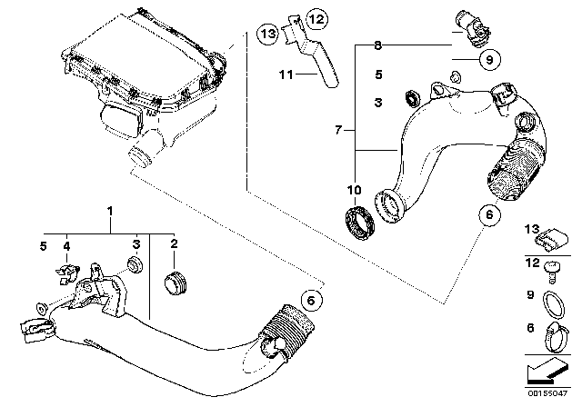 2007 BMW 335i Air Duct Diagram for 13717556549