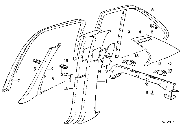 1994 BMW 530i Interior Trim Lateral Diagram