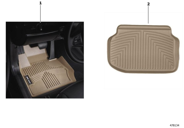 2013 BMW 535i All Weather Floor Liners Diagram