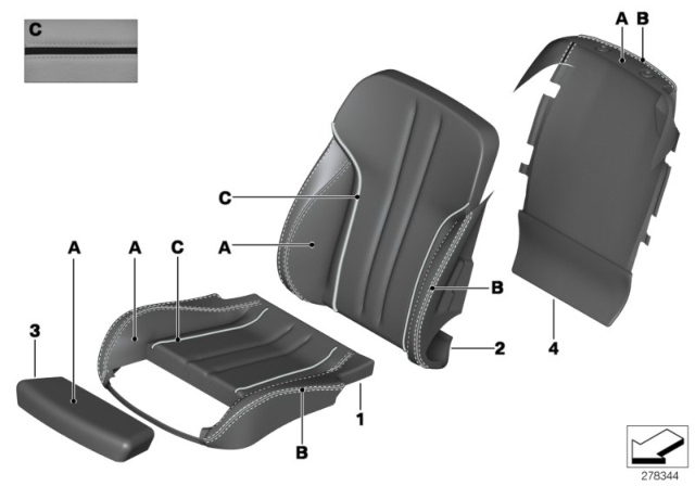 2017 BMW 650i xDrive Cover Thigh Support Diagram for 52108025065