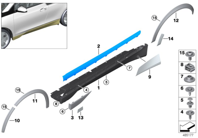 2020 BMW i3s Cover Door Sill / Wheel Arch Diagram